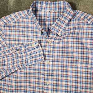Vineyard Vines Mens Large Red White Blue Plaid OTG Brrr Performance Shirt USA